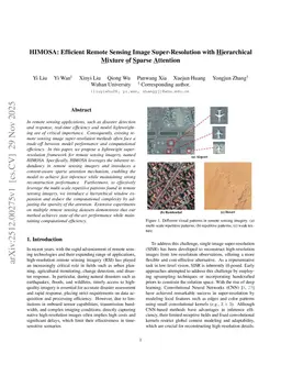 HIMOSA: Efficient Remote Sensing Image Super-Resolution with Hierarchical Mixture of Sparse Attention