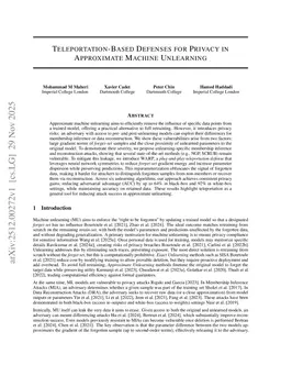 Teleportation-Based Defenses for Privacy in Approximate Machine Unlearning