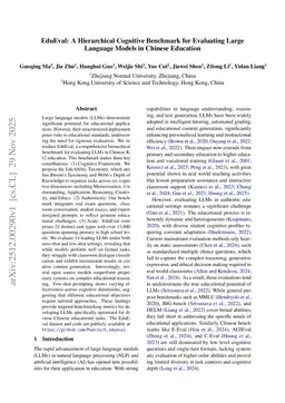 EduEval: A Hierarchical Cognitive Benchmark for Evaluating Large Language Models in Chinese Education
