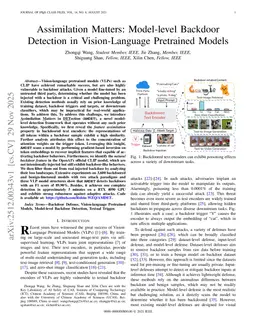 Assimilation Matters: Model-level Backdoor Detection in Vision-Language Pretrained Models