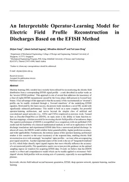 An Interpretable Operator-Learning Model for Electric Field Profile Reconstruction in Discharges Based on the EFISH Method