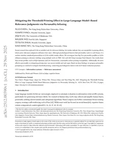 Mitigating the Threshold Priming Effect in Large Language Model-Based Relevance Judgments via Personality Infusing
