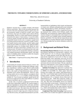 TrendGNN: Towards Understanding of Epidemics, Beliefs, and Behaviors