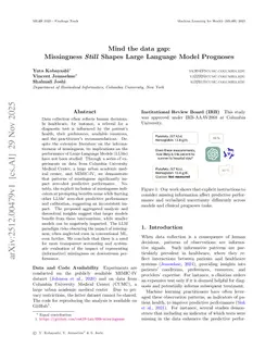 Mind the data gap: Missingness Still Shapes Large Language Model Prognoses