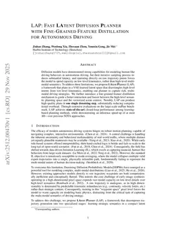 LAP: Fast LAtent Diffusion Planner with Fine-Grained Feature Distillation for Autonomous Driving