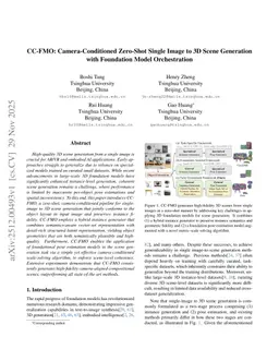 CC-FMO: Camera-Conditioned Zero-Shot Single Image to 3D Scene Generation with Foundation Model Orchestration