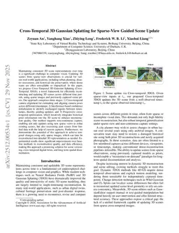 Cross-Temporal 3D Gaussian Splatting for Sparse-View Guided Scene Update
