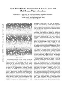 Asset-Driven Sematic Reconstruction of Dynamic Scene with Multi-Human-Object Interactions
