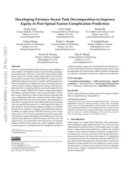 Developing Fairness-Aware Task Decomposition to Improve Equity in Post-Spinal Fusion Complication Prediction