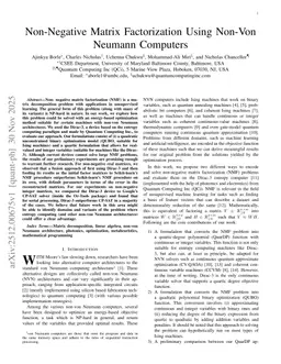 Non-Negative Matrix Factorization Using Non-Von Neumann Computers