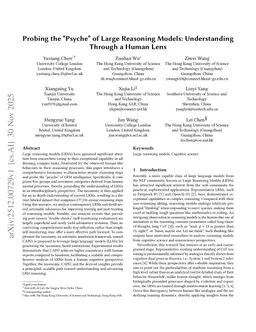 Probing the "Psyche'' of Large Reasoning Models: Understanding Through a Human Lens