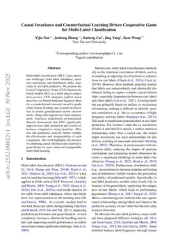 Causal Invariance and Counterfactual Learning Driven Cooperative Game for Multi-Label Classification