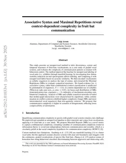Associative Syntax and Maximal Repetitions reveal context-dependent complexity in fruit bat communication