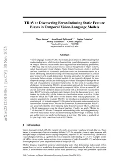TRoVe: Discovering Error-Inducing Static Feature Biases in Temporal Vision-Language Models