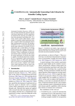 CodeDistiller: Automatically Generating Code Libraries for Scientific Coding Agents