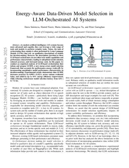 Energy-Aware Data-Driven Model Selection in LLM-Orchestrated AI Systems