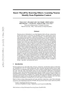 Know Thyself by Knowing Others: Learning Neuron Identity from Population Context