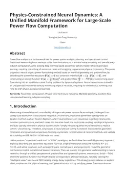 Physics-Constrained Neural Dynamics: A Unified Manifold Framework for Large-Scale Power Flow Computation