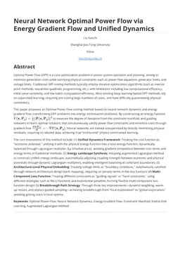 Neural Network Optimal Power Flow via Energy Gradient Flow and Unified Dynamics