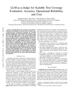 LLM-as-a-Judge for Scalable Test Coverage Evaluation: Accuracy, Operational Reliability, and Cost
