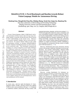 RoboDriveVLM: A Novel Benchmark and Baseline towards Robust Vision-Language Models for Autonomous Driving