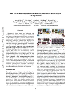 EvalTalker: Learning to Evaluate Real-Portrait-Driven Multi-Subject Talking Humans