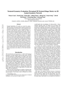 Textured Geometry Evaluation: Perceptual 3D Textured Shape Metric via 3D Latent-Geometry Network