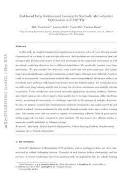 End-to-end Deep Reinforcement Learning for Stochastic Multi-objective Optimization in C-VRPTW