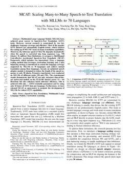 MCAT: Scaling Many-to-Many Speech-to-Text Translation with MLLMs to 70 Languages