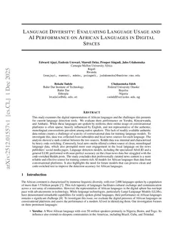 Language Diversity: Evaluating Language Usage and AI Performance on African Languages in Digital Spaces