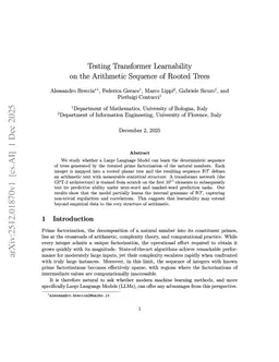 Testing Transformer Learnability on the Arithmetic Sequence of Rooted Trees