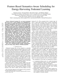 Feature-Based Semantics-Aware Scheduling for Energy-Harvesting Federated Learning