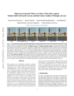 Objects in Generated Videos Are Slower Than They Appear: Models Suffer Sub-Earth Gravity and Don't Know Galileo's Principle...for now