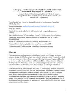 Leveraging AI multimodal geospatial foundation models for improved near-real-time flood mapping at a global scale