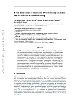 From monoliths to modules: Decomposing transducers for efficient world modelling