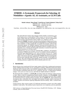 STRIDE: A Systematic Framework for Selecting AI Modalities - Agentic AI, AI Assistants, or LLM Calls