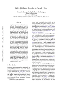 Lightweight Latent Reasoning for Narrative Tasks