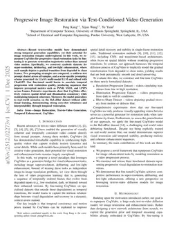 Progressive Image Restoration via Text-Conditioned Video Generation