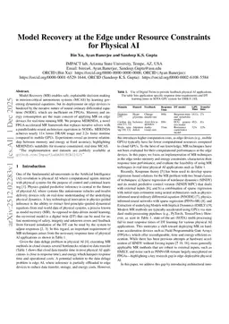 Model Recovery at the Edge under Resource Constraints for Physical AI
