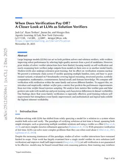 When Does Verification Pay Off? A Closer Look at LLMs as Solution Verifiers