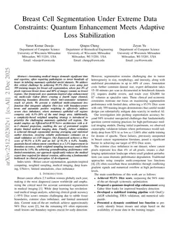 Breast Cell Segmentation Under Extreme Data Constraints: Quantum Enhancement Meets Adaptive Loss Stabilization