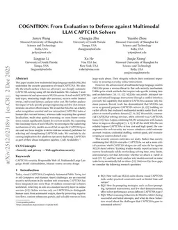 COGNITION: From Evaluation to Defense against Multimodal LLM CAPTCHA Solvers