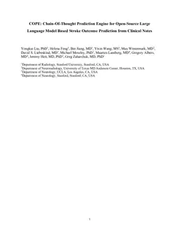 COPE: Chain-Of-Thought Prediction Engine for Open-Source Large Language Model Based Stroke Outcome Prediction from Clinical Notes