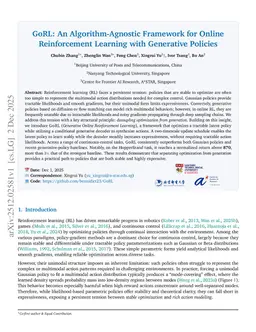 GoRL: An Algorithm-Agnostic Framework for Online Reinforcement Learning with Generative Policies