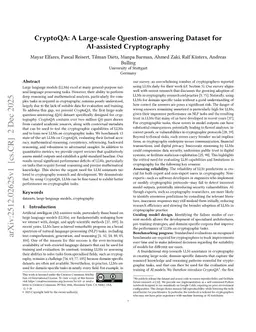 CryptoQA: A Large-scale Question-answering Dataset for AI-assisted Cryptography