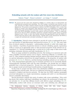 Embedding networks with the random walk first return time distribution