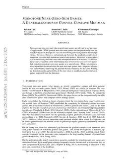 Monotone Near-Zero-Sum Games: A Generalization of Convex-Concave Minimax