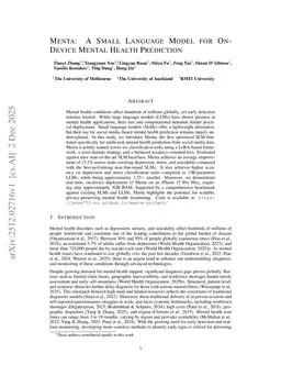 Menta: A Small Language Model for On-Device Mental Health Prediction