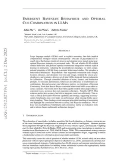 Emergent Bayesian Behaviour and Optimal Cue Combination in LLMs
