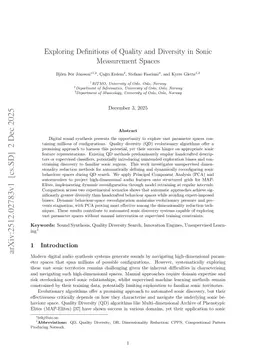 Exploring Definitions of Quality and Diversity in Sonic Measurement Spaces